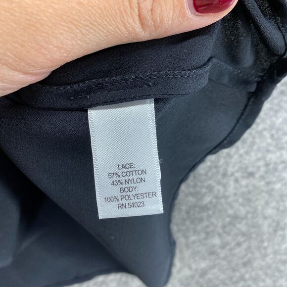 Banana Republic Blouse Women 2 Black Crochet Sleeveless Cotton Crew Neck Casual - Picture 6 of 9